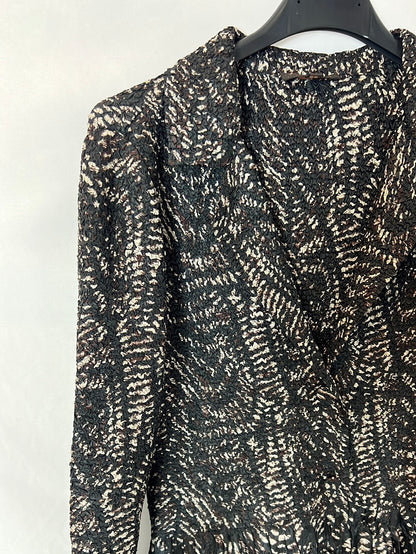 ADOLFO DOMINGUEZ. Textured printed blouse. T 38