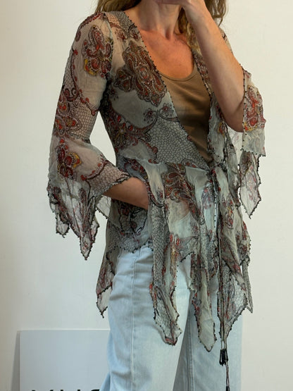 TOPSHOP by KATE MOSS. Blusa / kimono fluida semitransparente