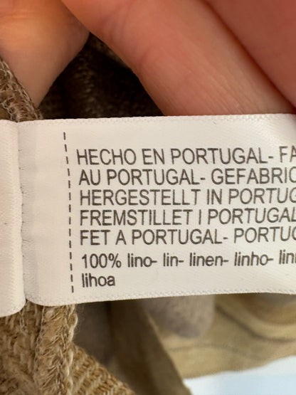 MASSIMO DUTTI. Falda de lino midi rústica rayas