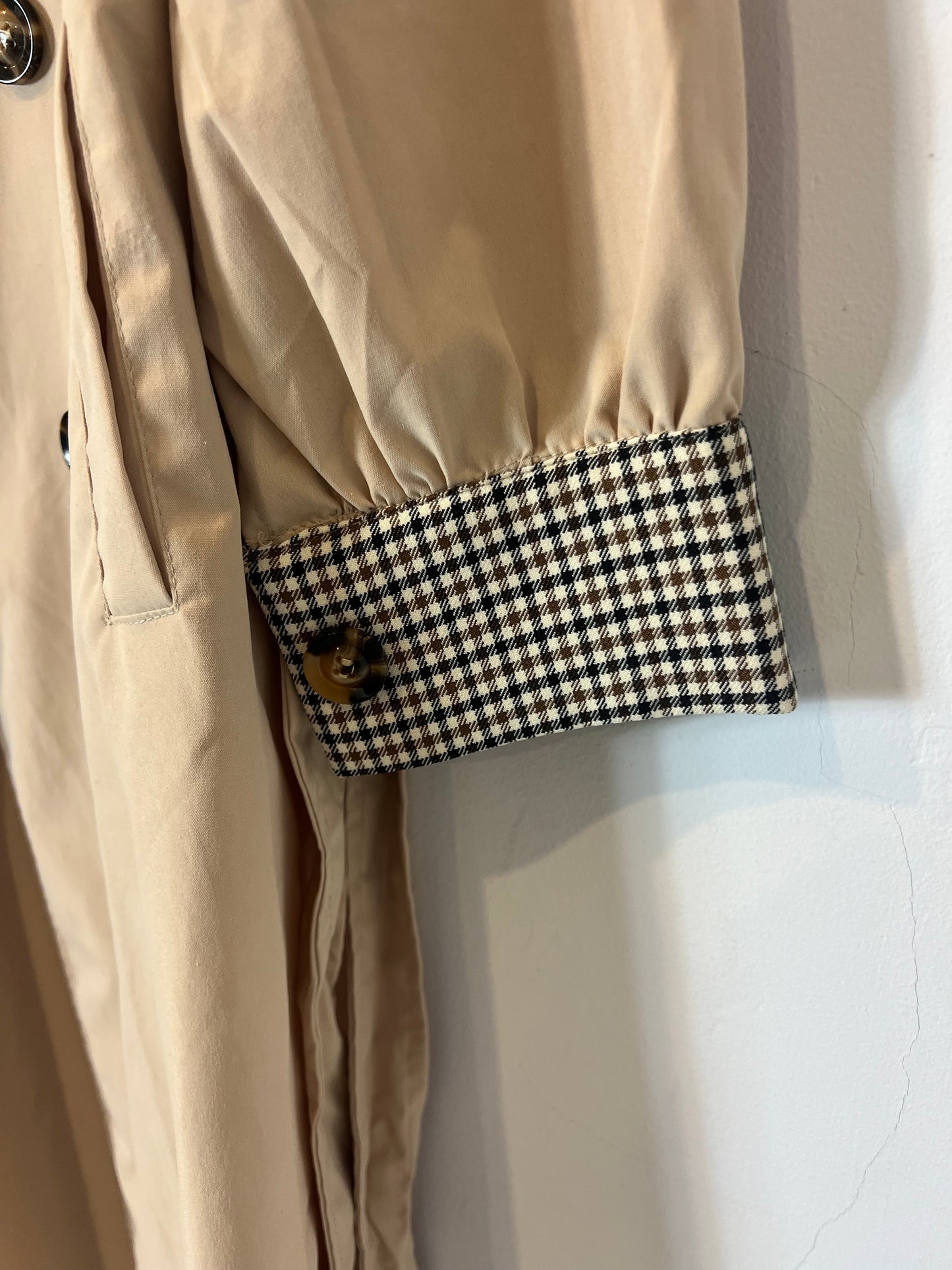 OTHER. Lightweight trench coat with plaid detail. TS
