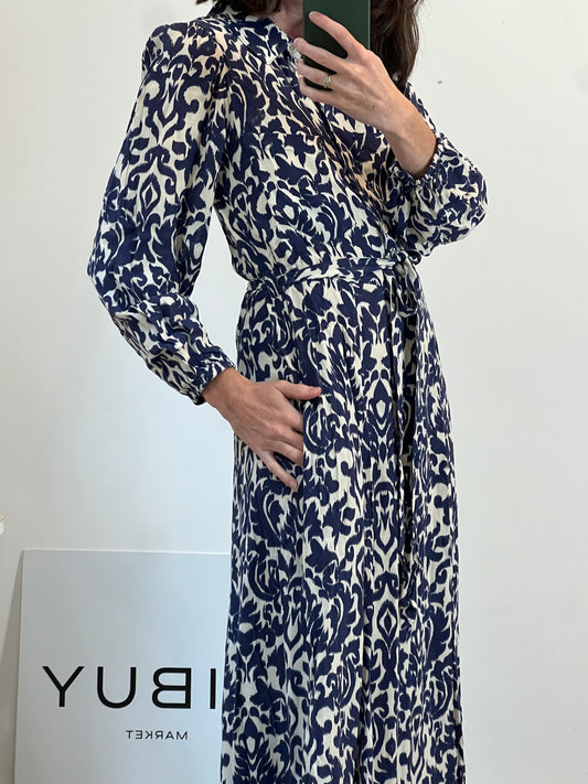 ZARA. Vestido estampado azul T.s