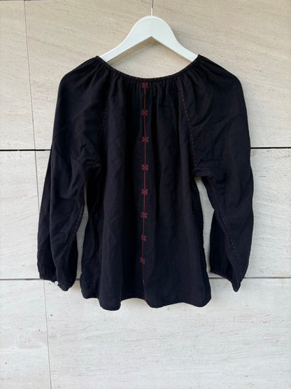 SOEUR. Blusa algodón azul bordados