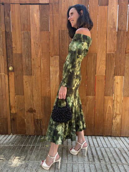 NICE HAND. Green printed dress S.32 (XS/S)