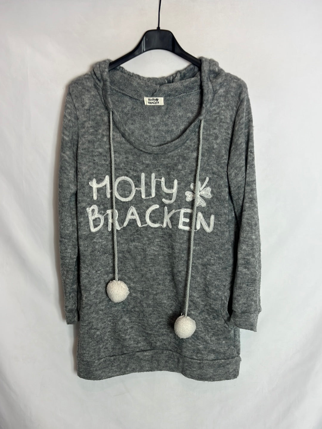 MOLLY BRACKEN. Jersey gris jaspeado capucha. TM