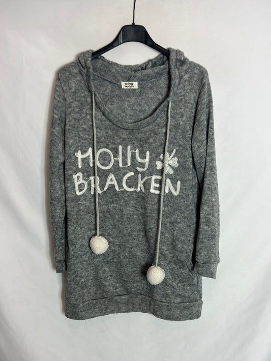MOLLY BRACKEN. Jersey gris jaspeado capucha. TM