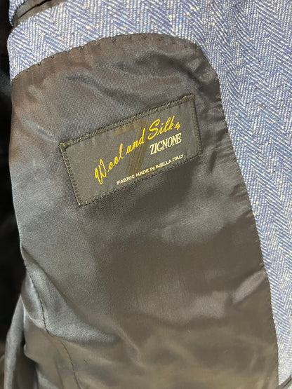 BOGGI MILANO. Blazer lana y seda azul jaspeada. T L