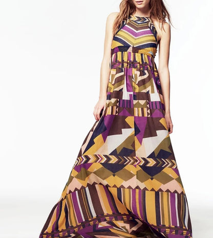 BA&SH. Vestido largo estampado halter