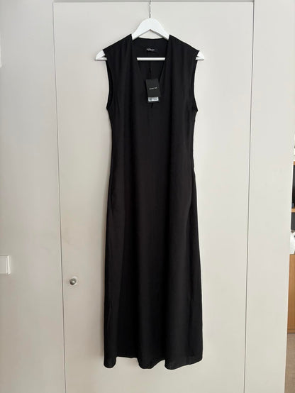MASSIMO DUTTI. Vestido largo negro lino