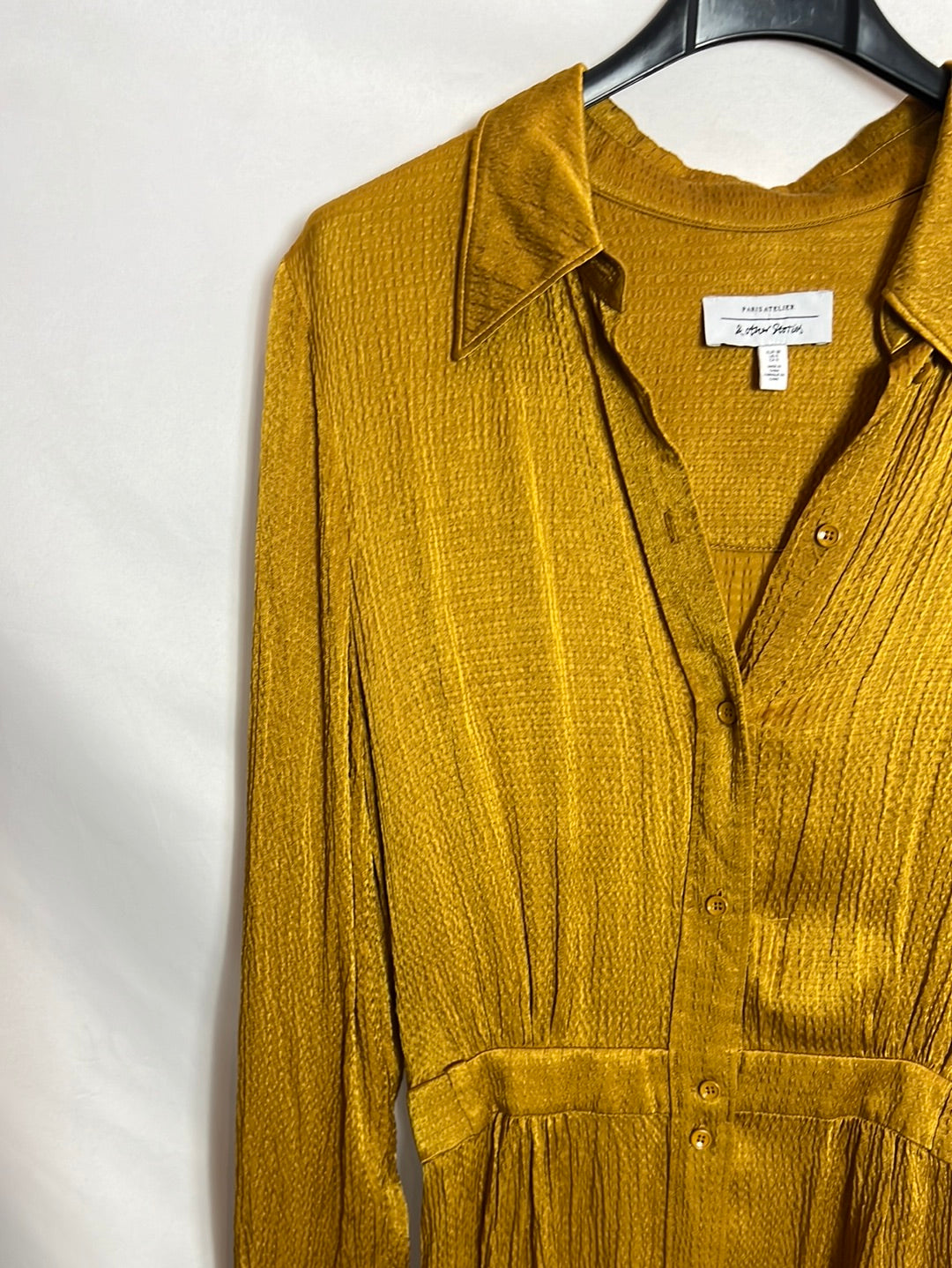 &OTHER STORIES. Vestido midi mostaza textura. T 38