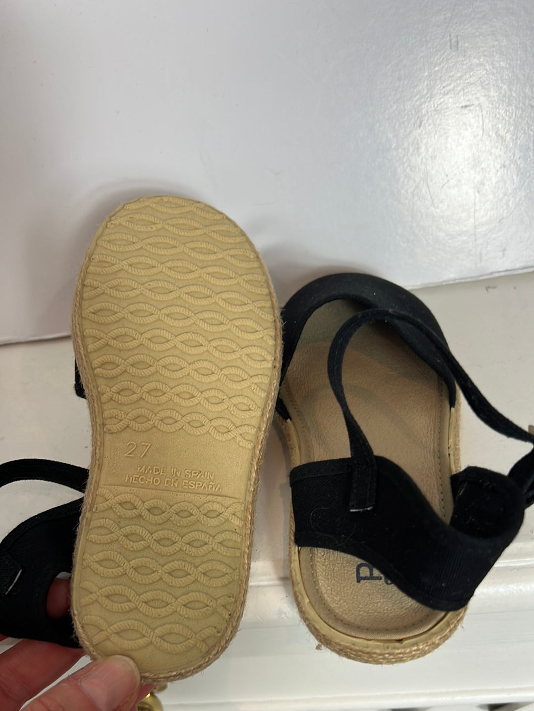 BATILAS. Black esparto grass shoes for girls. Size 27