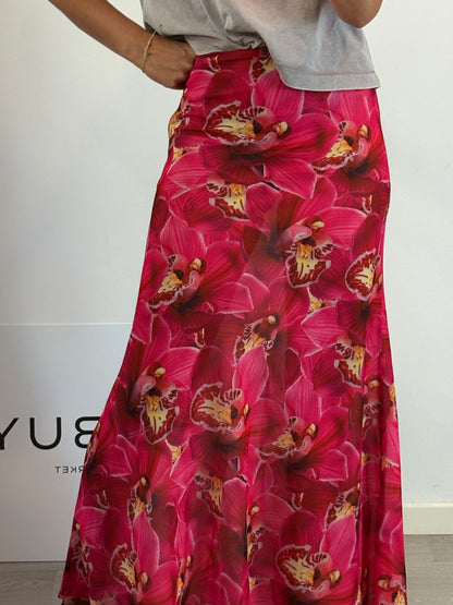 PEPPERMAYO. Falda larga estampado flores. T XS/S