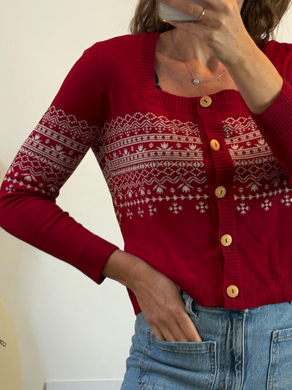 LA CASITA DE WENDY. Chaqueta roja greca merino