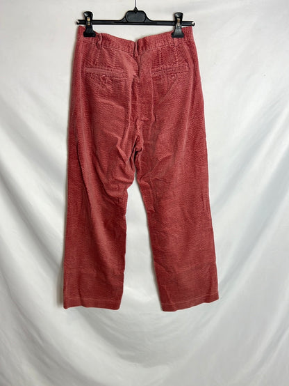 DESIGNERS SOCIETY. Pantalón recto pana rosa. T S (Tara)