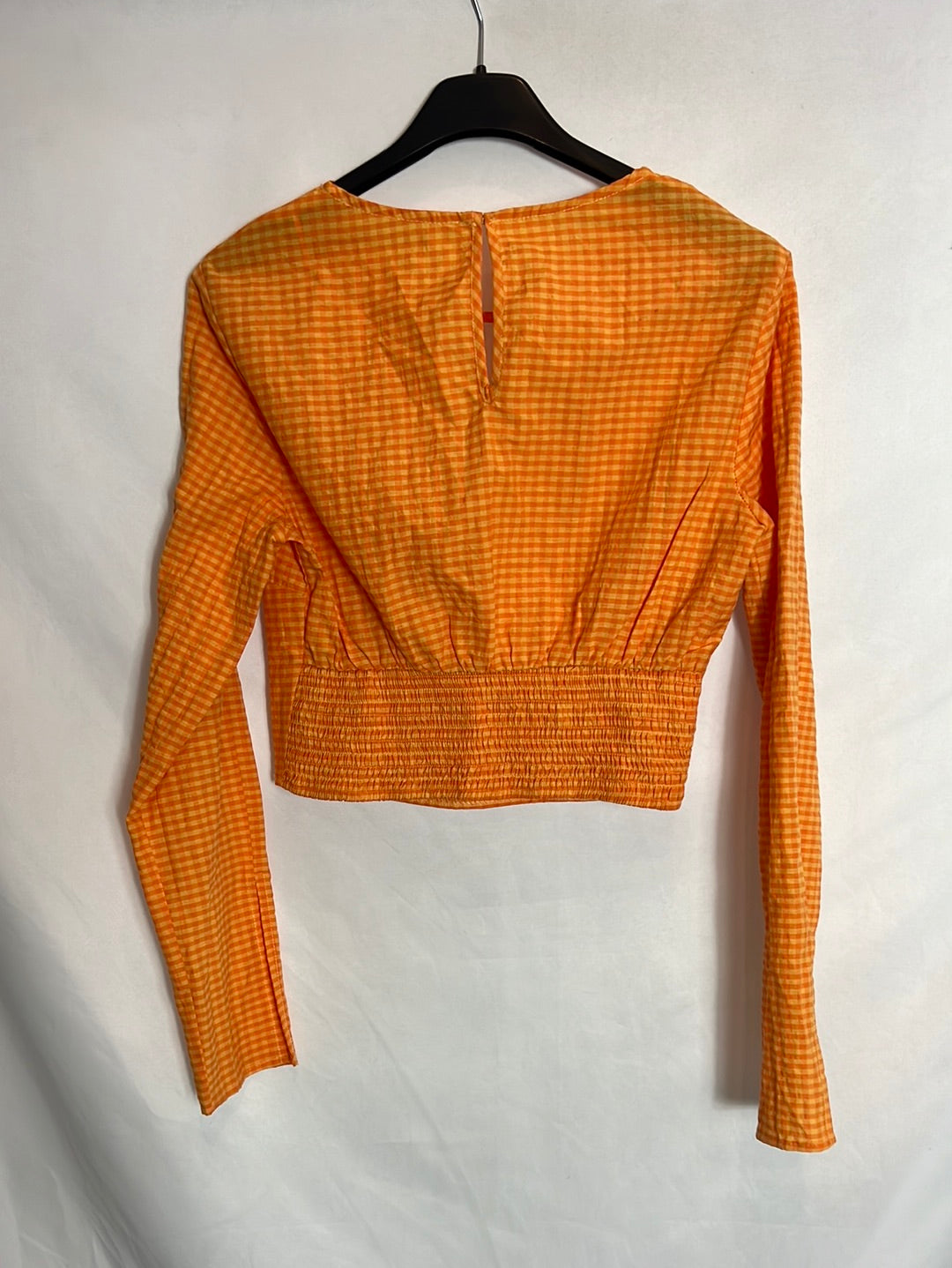 BERSHKA. Top naranja vichy. T S