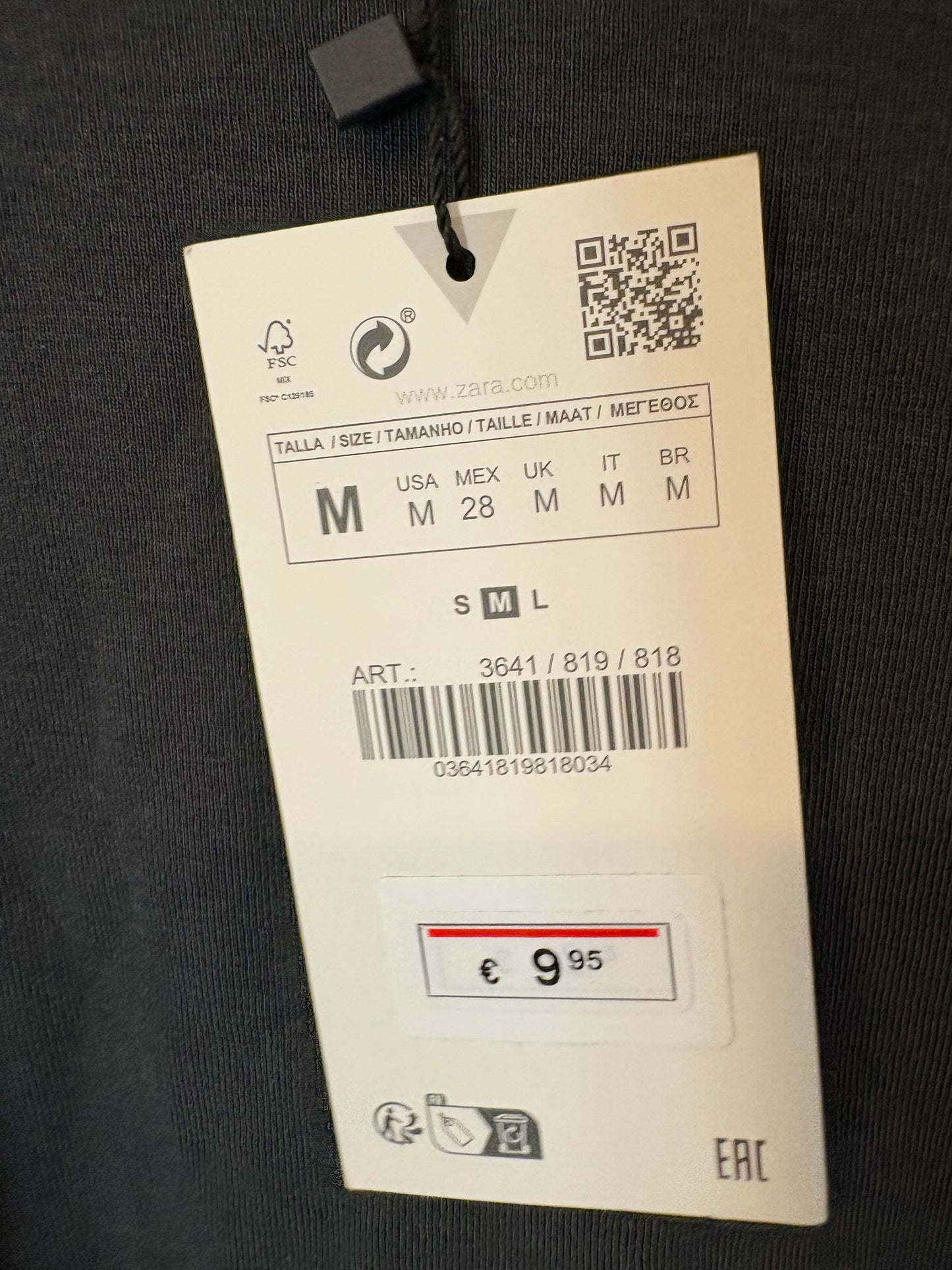 ZARA. Camiseta gris manga larga