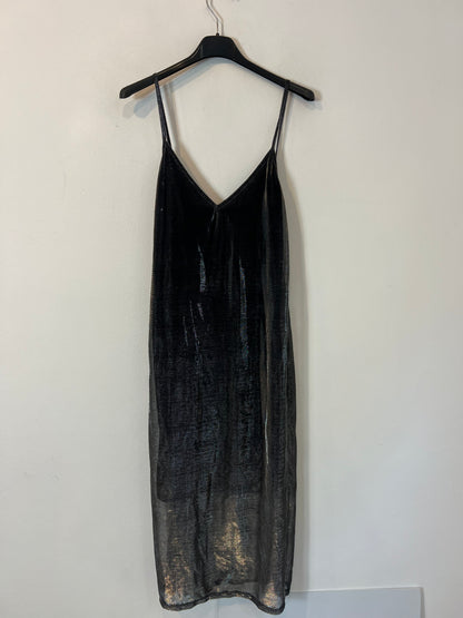 ZARA. Vestido plateado hilos T. S