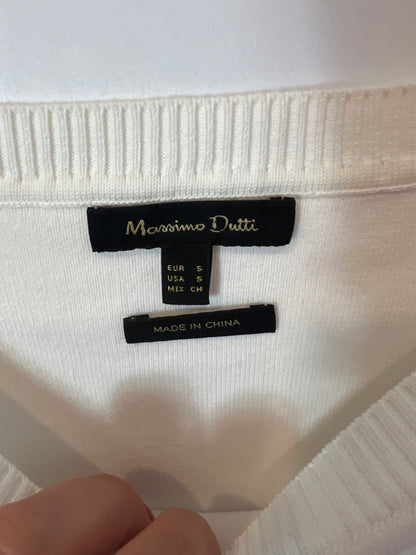 MASSIMO DUTTI. Jersey blanco rayas detalle botones. T S