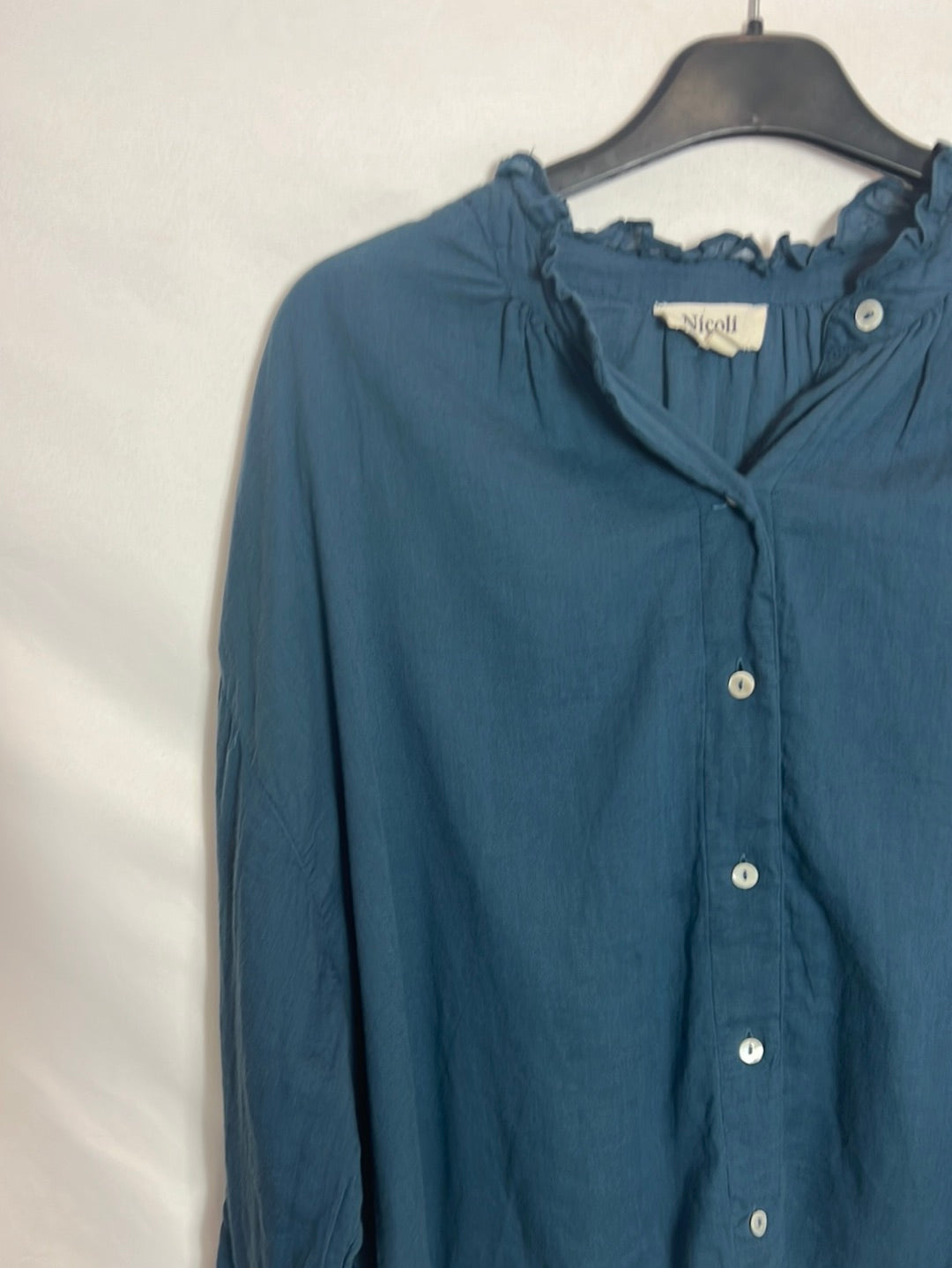 NICOLI. Blusa azul fluida. T M