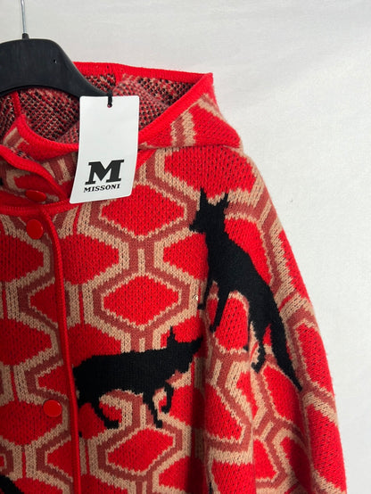 MISSONI. Red fox wool cape. TS (s/m)