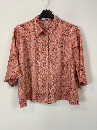 MANGO. Blusa fluida tonos rosa