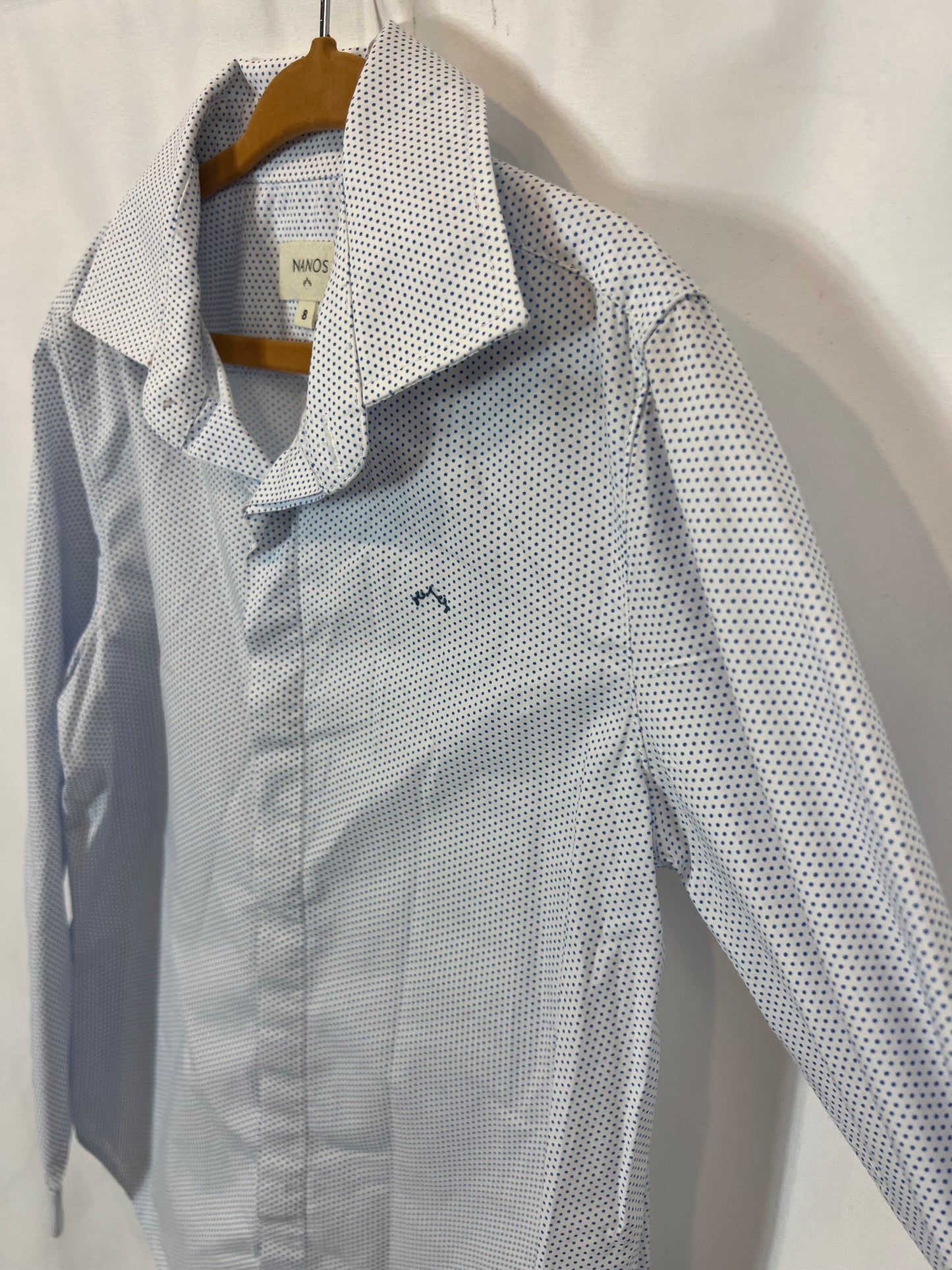 NANOS. Blue print shirt. Age 8