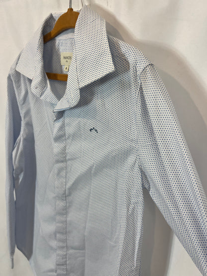 NANOS. Blue print shirt. Age 8