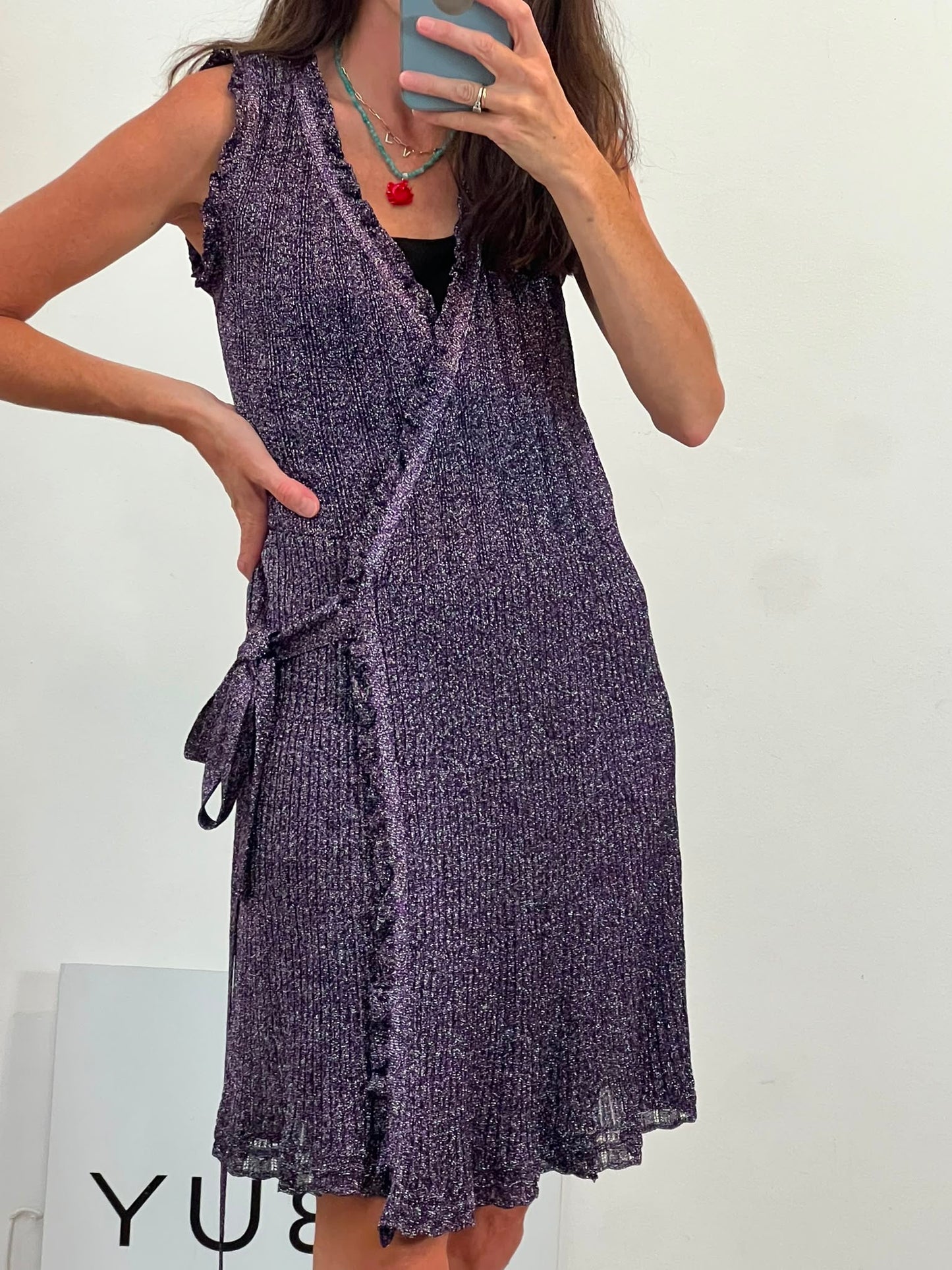 MISSONI. Vestido corto cruzado hilos brillo