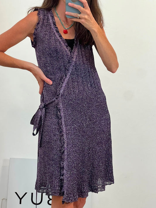 MISSONI. Vestido corto cruzado hilos brillo