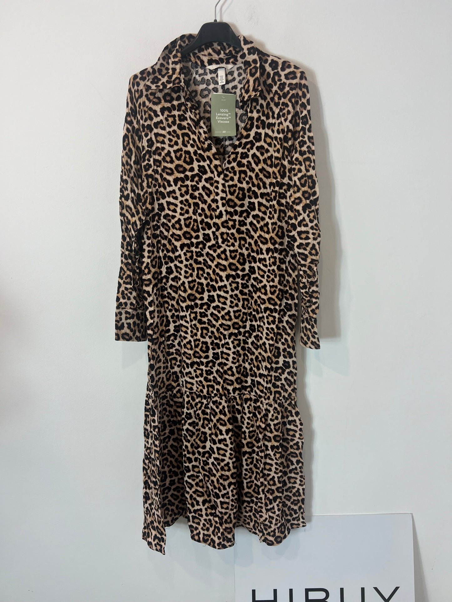 H&M. Vestido largo animal print fluido. T XS (S/M)