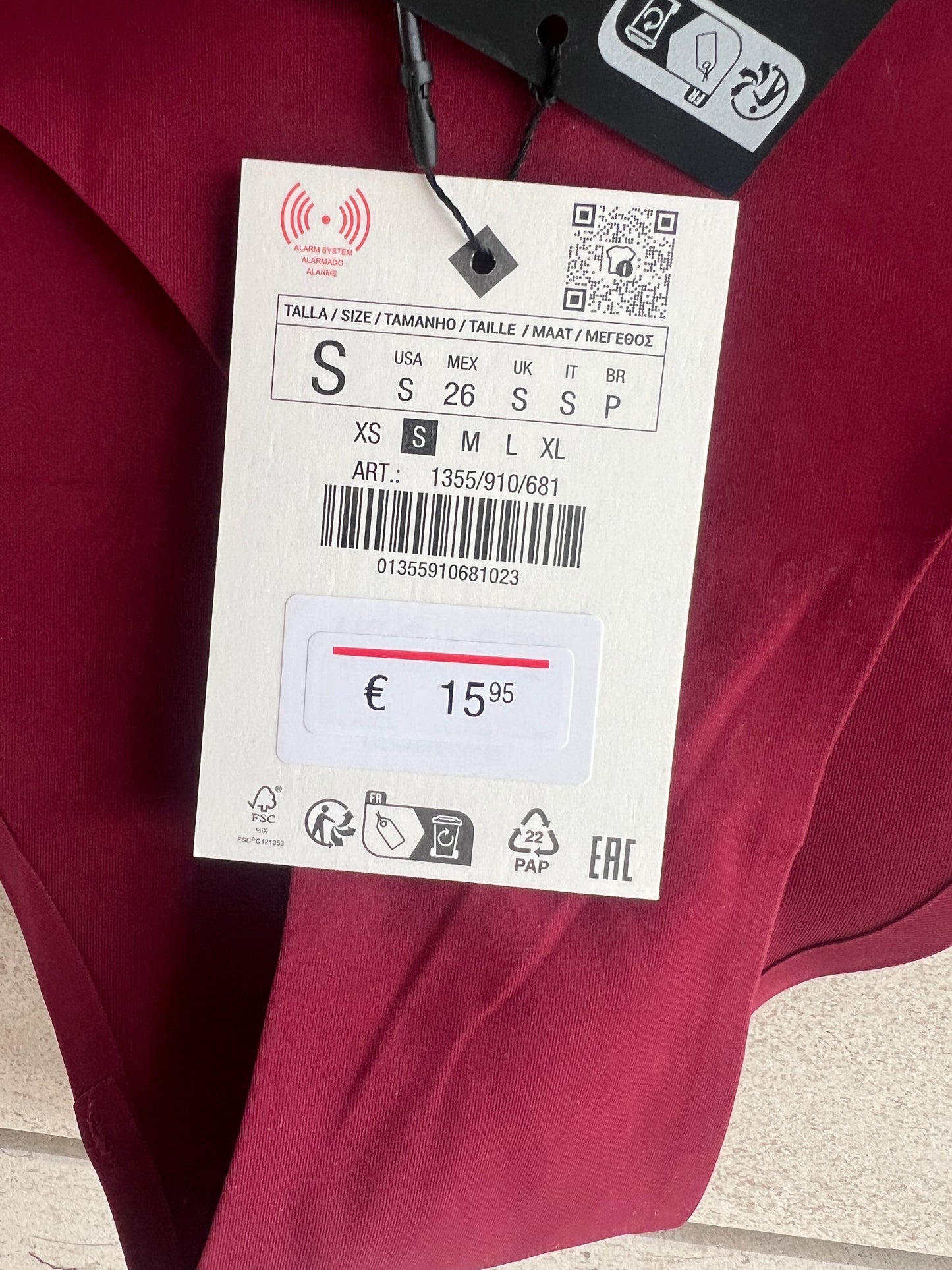 ZARA. Braguita burdeos textura. T S