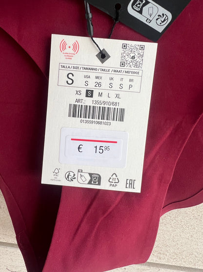 ZARA. Braguita burdeos textura. T S