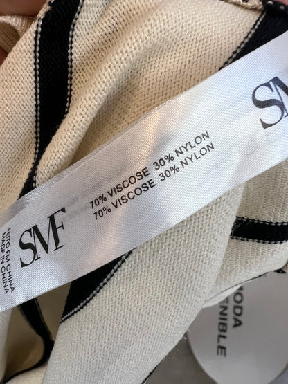 OTRAS. Vestido beige punto rayas azules. T L