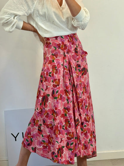 ISABEL MARANT Falda midi estampada con seda asimétrica