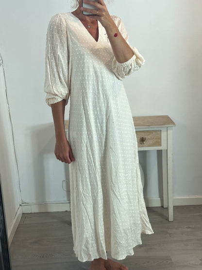 MAQUIS & CO. Vestido largo beige plumeti T.u(m/l)