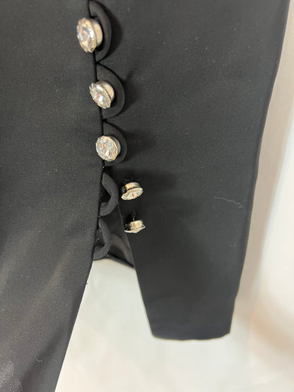 FRANCAIS BY HUEY WALTZER. Black dress with jewel buttons. Size 6 (36)