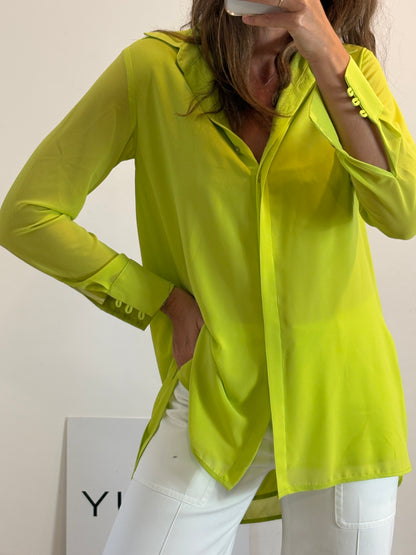 BIMANI. Blusa verde lima abotonada T.m