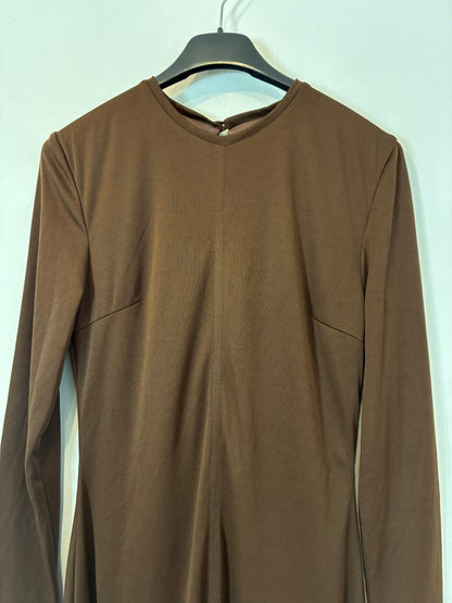 ZOTTIER. Vestido largo marrón semi elástico