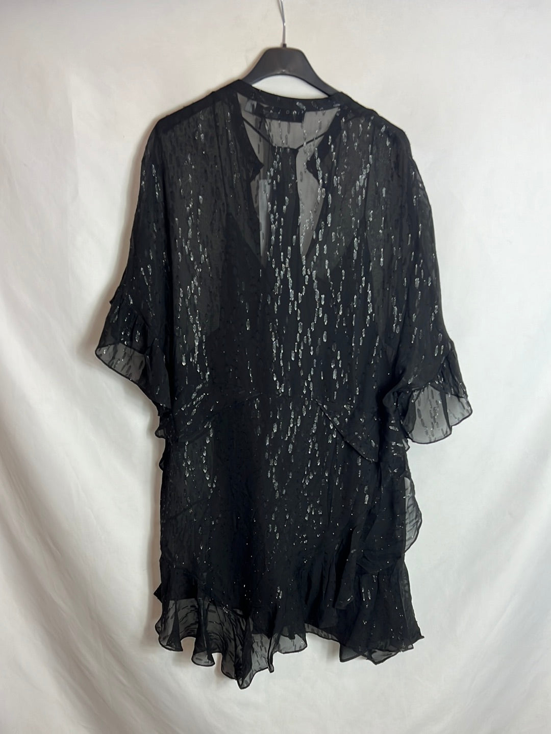 IRO. Vestido seda negro brillo. T 38