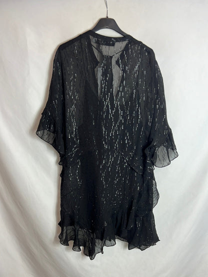 IRO. Vestido seda negro brillo. T 38