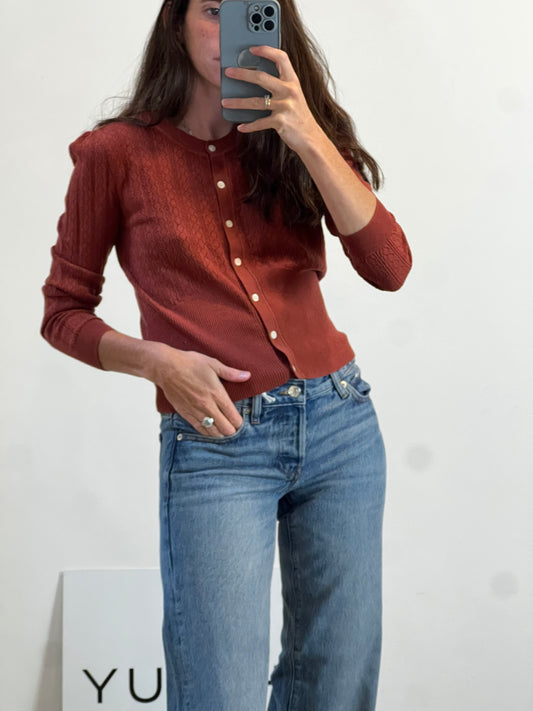 MARIE SIXTINE. Jersey calado lana en teja