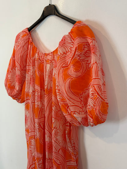 OTRAS. Vestido largo estampados naranjas. T S