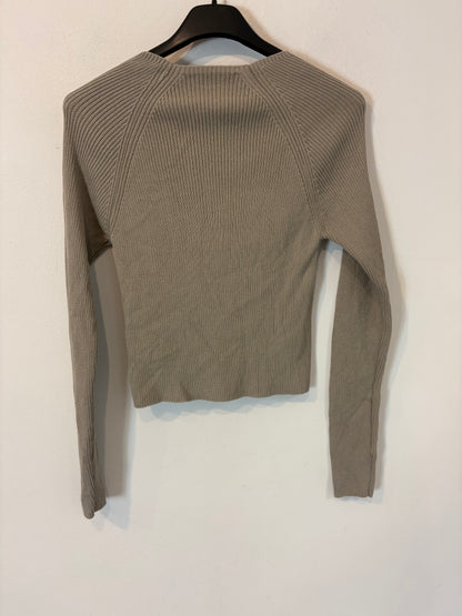 ZARA. Top gris canalé botones