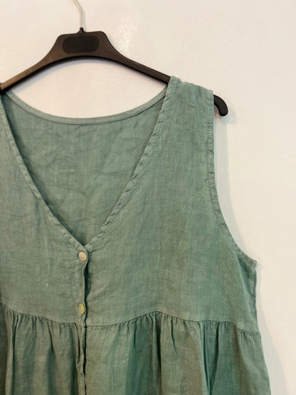 OTRAS. Top verde lino botones TU(s/m)