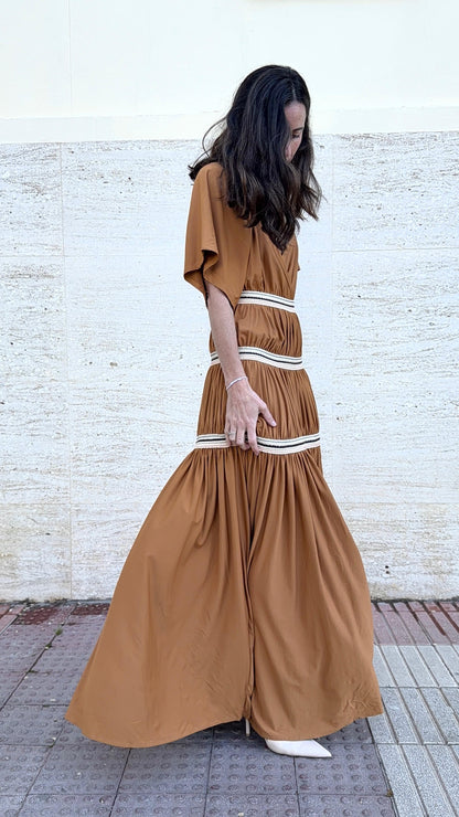 ZARA. Camel Ts long dress