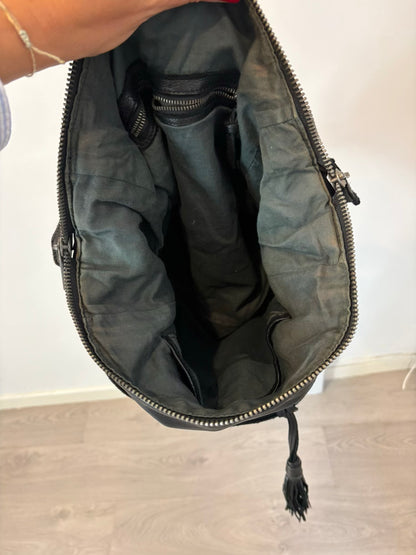 BERENICE. Bolso piel doble asa en negro