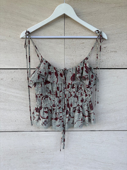 ULLA JOHNSON, Top seda estampado. T S