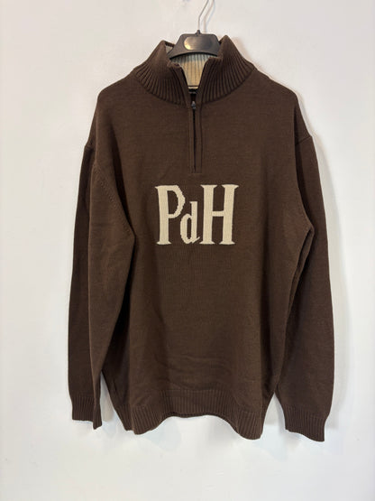 PEDRO DEL HIERRO. Jersey logo marrón lana