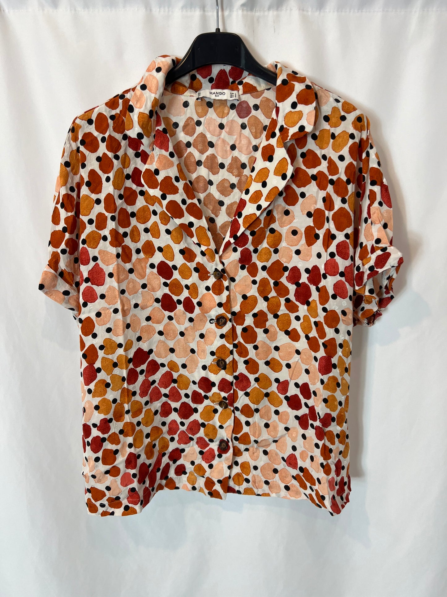 MANGO. Blusa estampada manga corta T.l