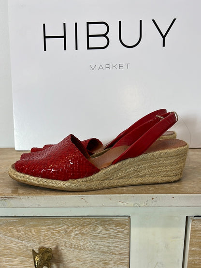 AVARCA MENORQUINA. Cuña esparto piel roja. T 40