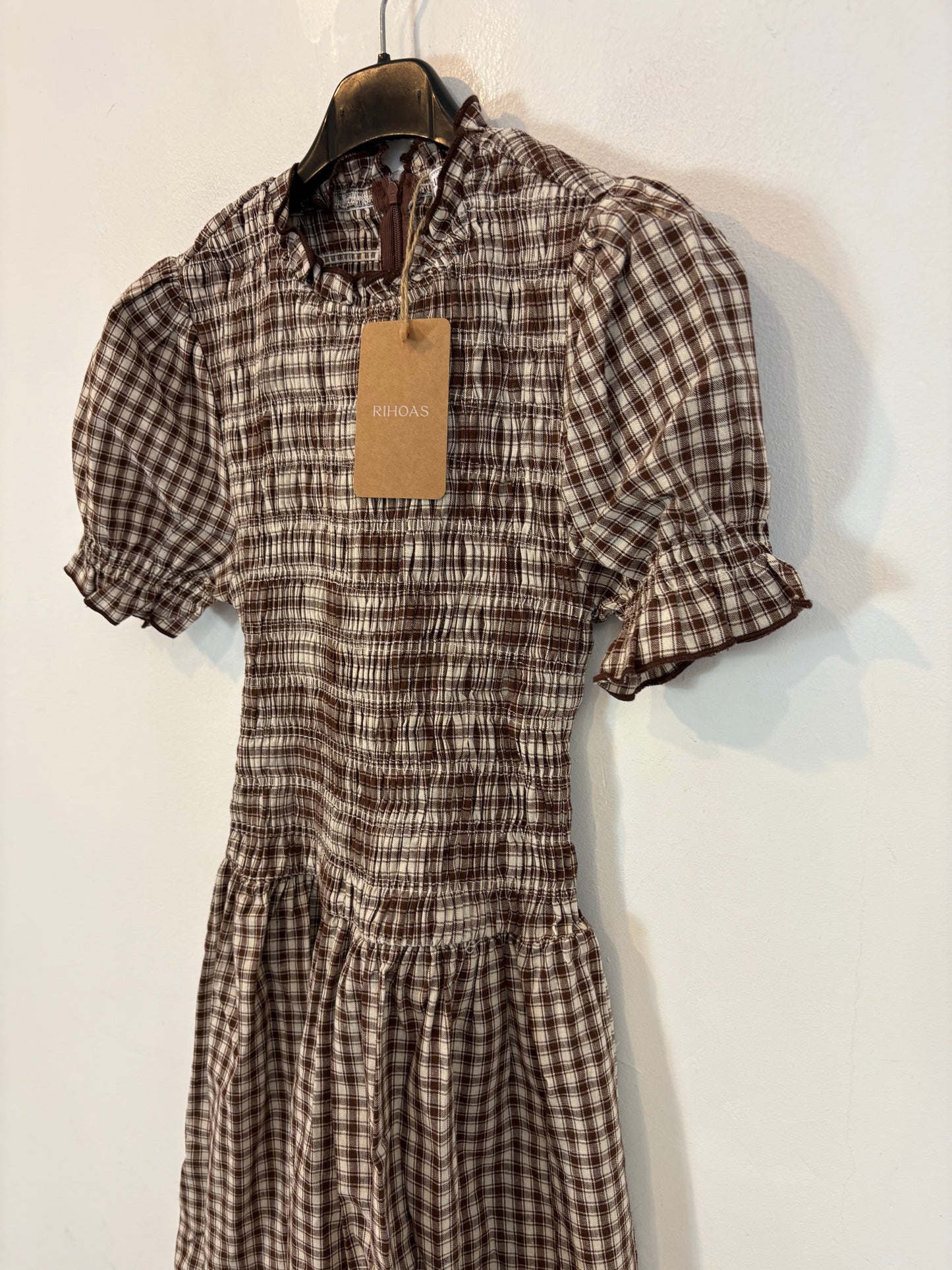 Vestido cuadros nido de abeja